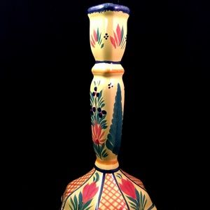 Henriot Quimper Yellow Octagonal Candle Holder